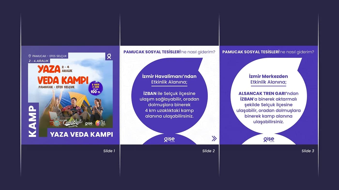 Pamucak Sosyal Tesisleri'ne yol tarifini anlatan kaydırmalı gönderi